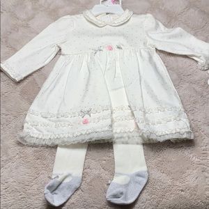 Dress with cotton tights with ribbons